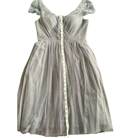 Jenny Yoo Collection Dark Gray Tulle Lace Dress Size 2 - Picture 6 of 9